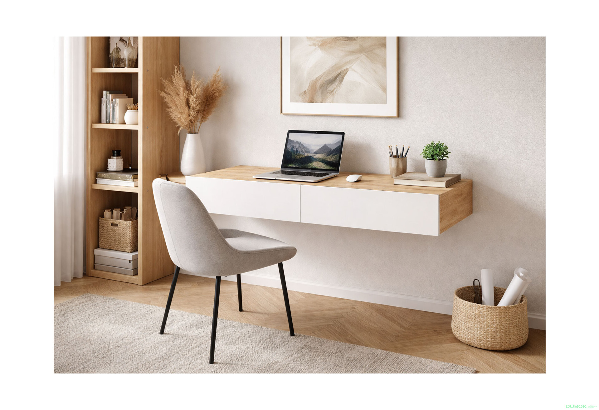 Fotografie 2 - Psací stůl 100 cm dub apalačský / nymphaea alba Space