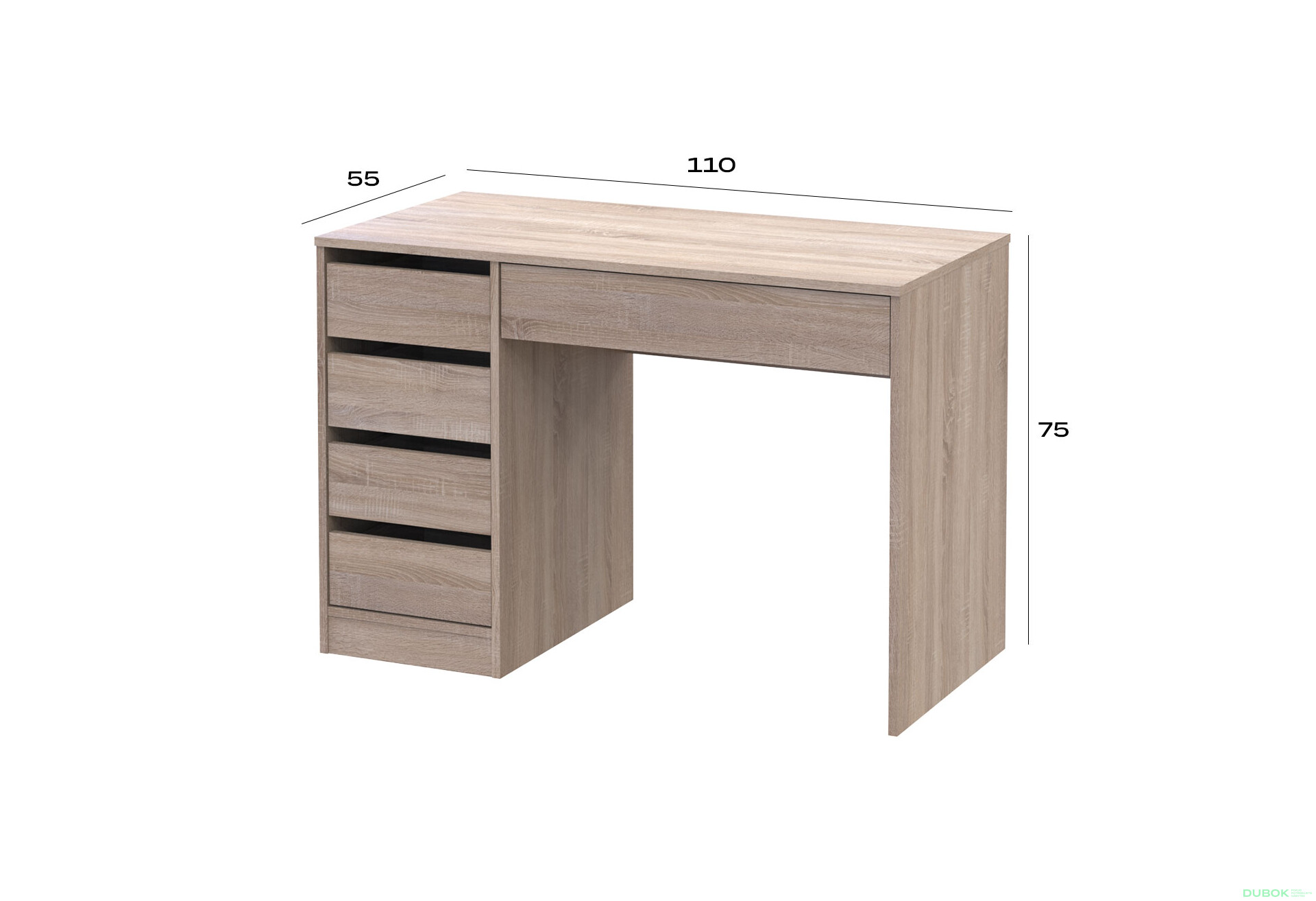 Fotografie 7 - Psací stůl s levou montáží Profi 110 cm dub sonoma