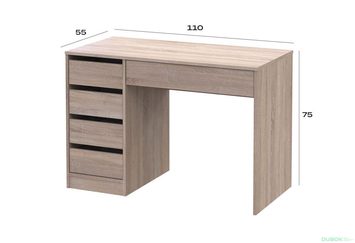 Fotografie 7 - Psací stůl s levou montáží Profi 110 cm dub sonoma