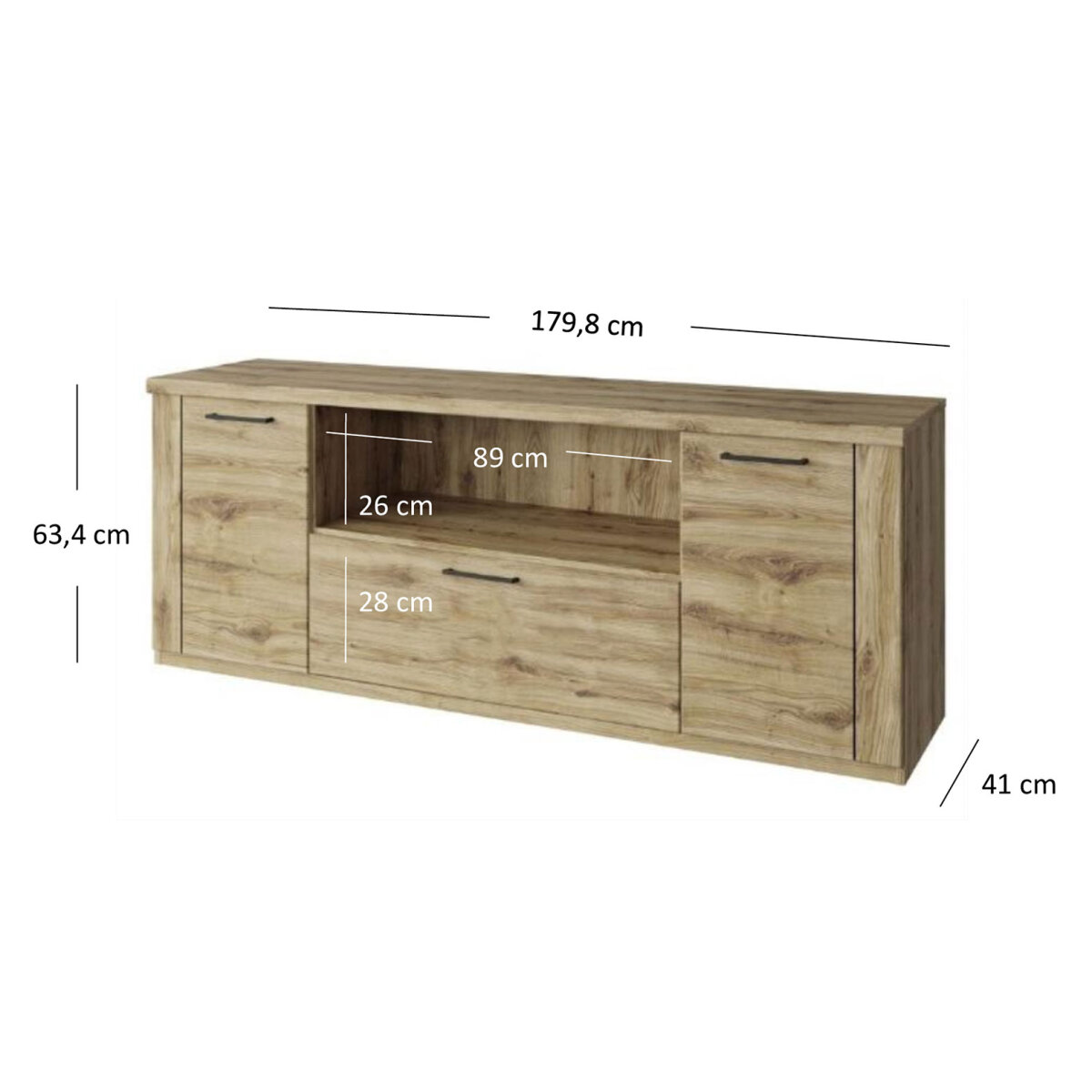 TV stolek 2d1s/180 dub navarra Doorset (obrázek 3)