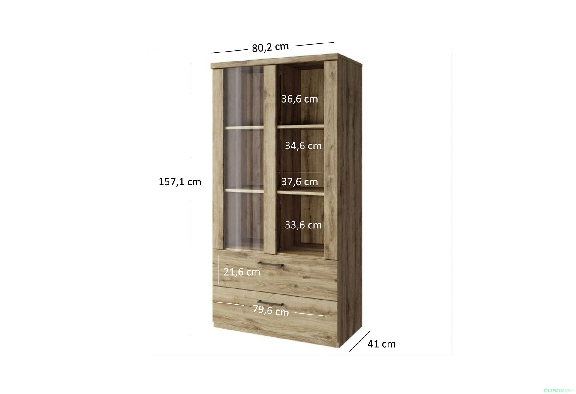 Fotografie 2 - Vitrína nízká 1w2s dub navarra Doorset