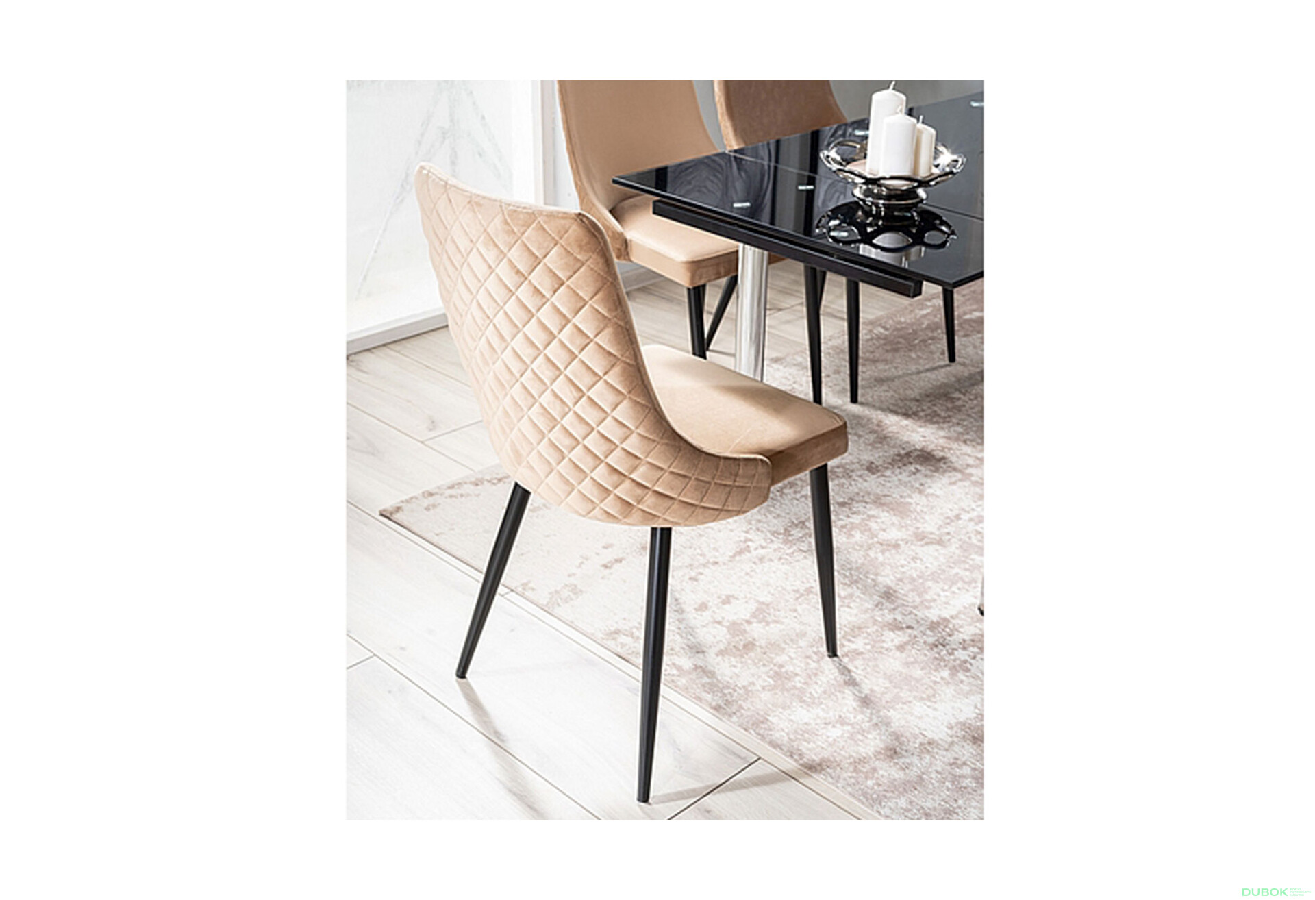 Fotografie 5 - Židle Piano B Velvet béžový Bluvel 28, kov černá matná