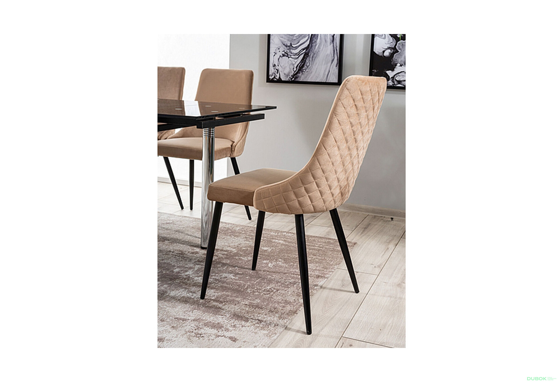 Fotografie 6 - Židle Piano B Velvet béžový Bluvel 28, kov černá matná