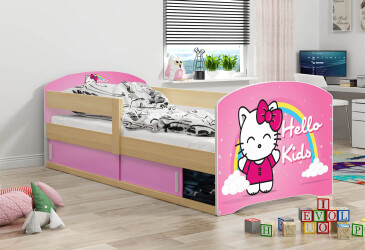 Postel Luki 1 borovice Hello Kids 80x160 cm s roštem, matrací