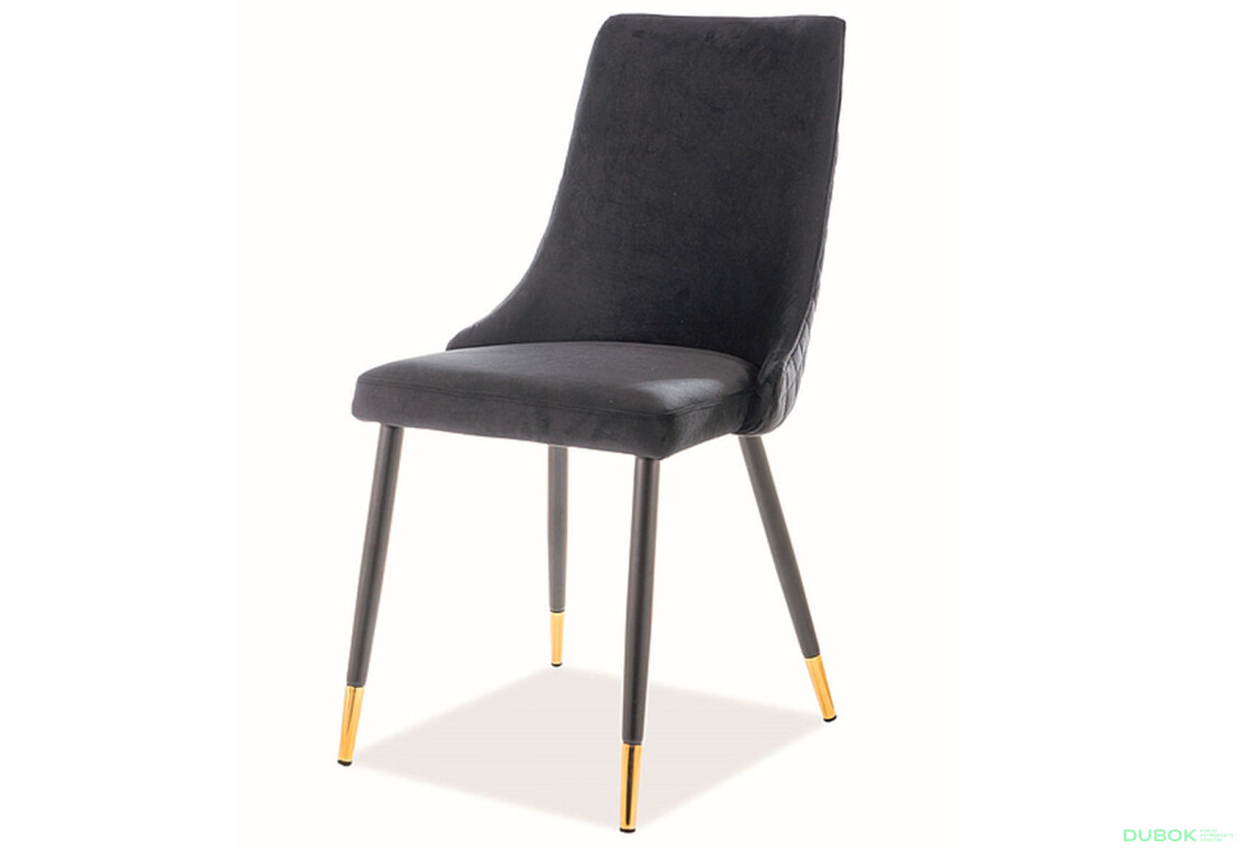 Židle Piano Velvet černý Bluvel 19, kov černý / zlatý