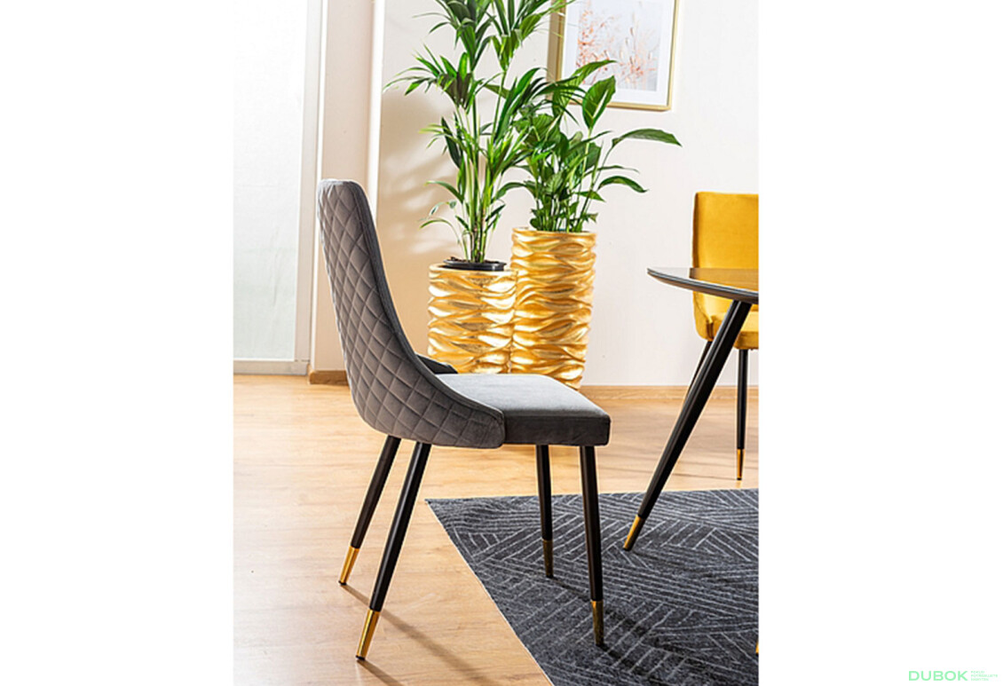 Fotografie 3 - Židle Piano Velvet černý Bluvel 19, kov černý / zlatý