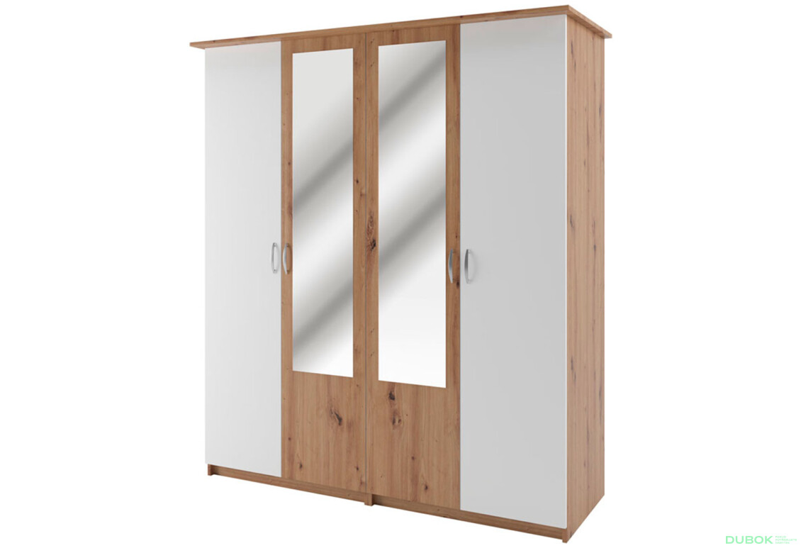 Skříň 4D Kim dub artisan / bílý