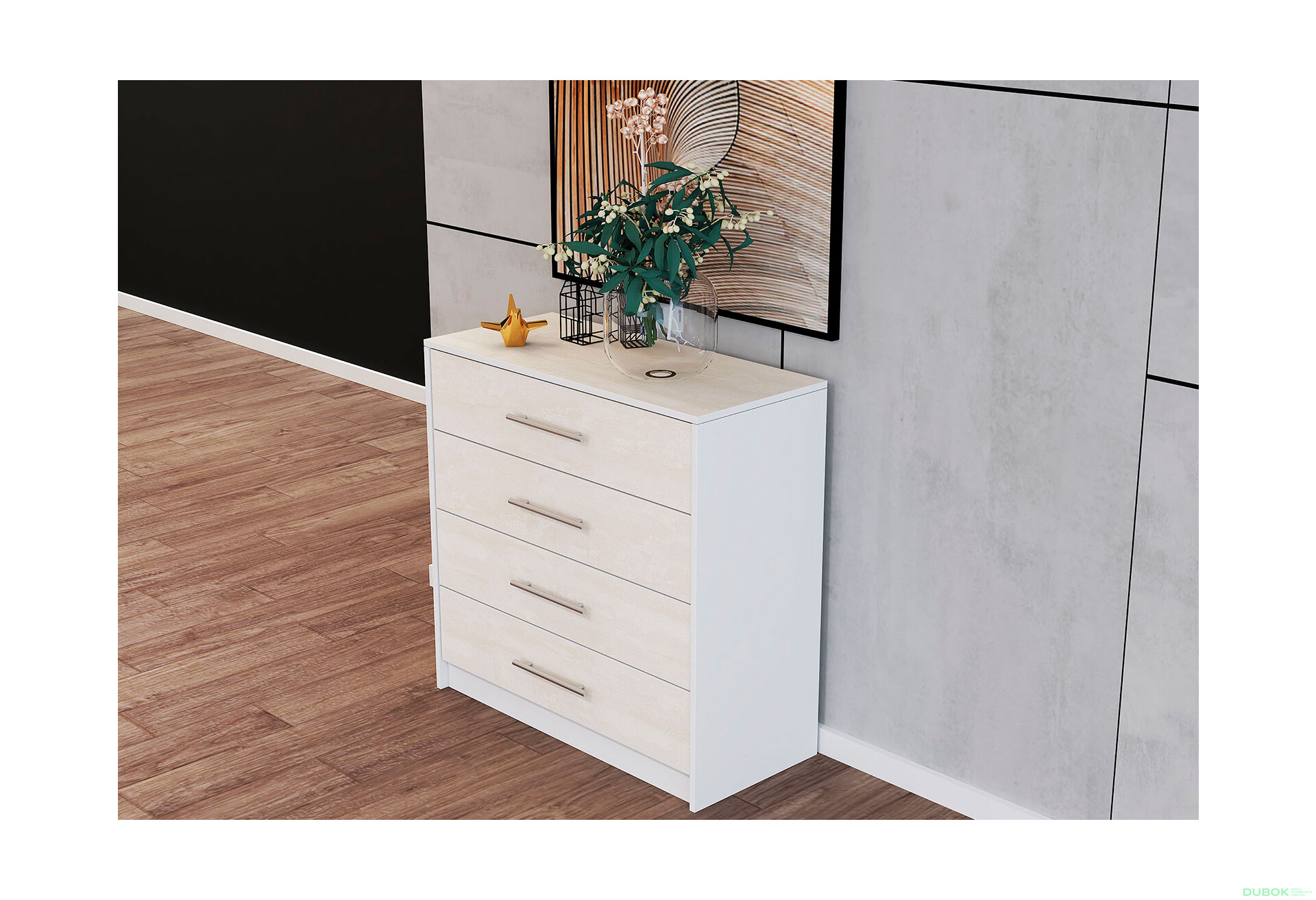 Fotografie 3 - Komoda 4S Aurelia silk / bílý Idczak meble