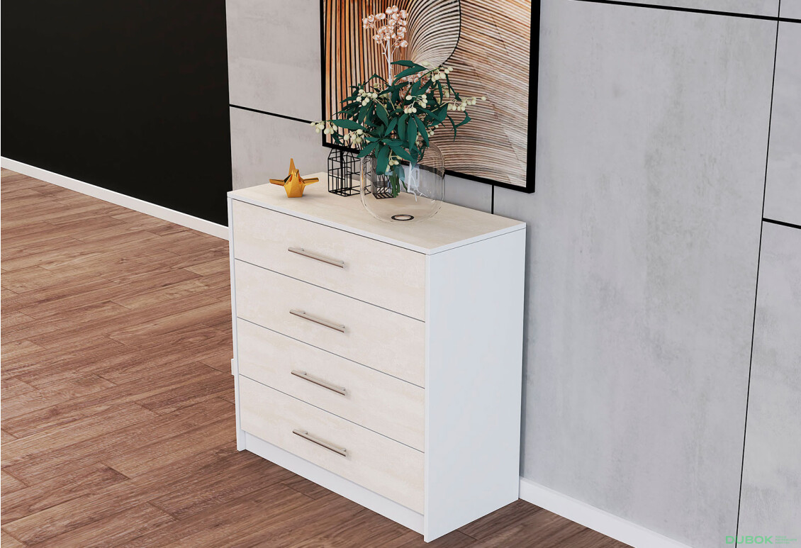 Fotografie 3 - Komoda 4S Aurelia silk / bílý Idczak meble