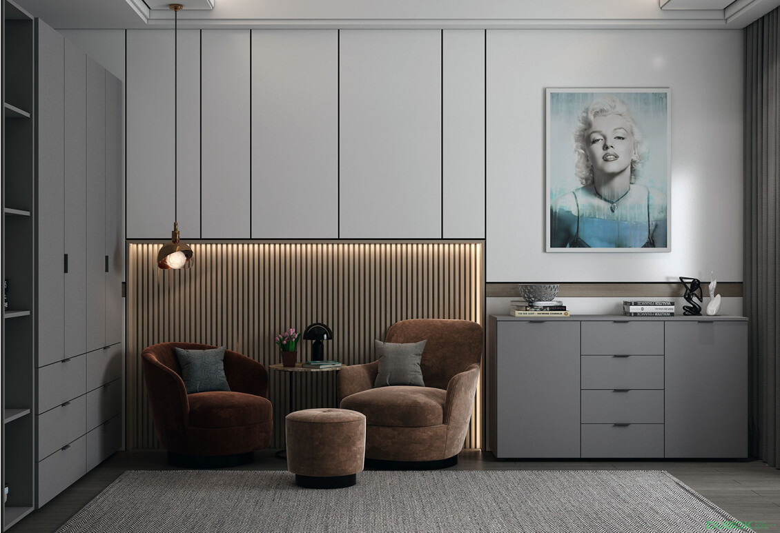 Fotografie 5 - Komoda s dvířky a 4 zásuvkami Ron 5 140 cm Grafit