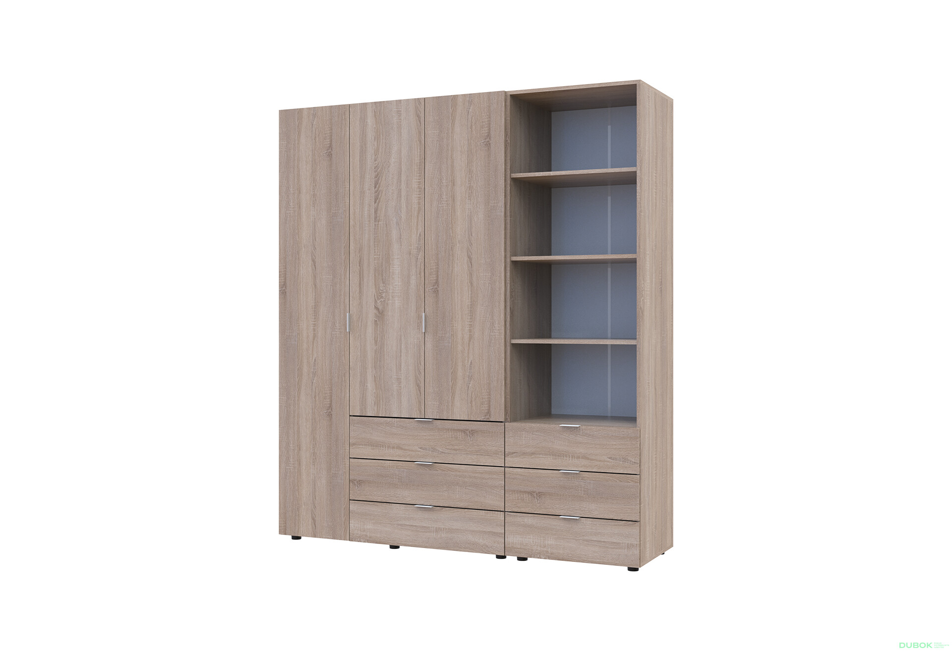 Fotografie 1 - Skříň 3D s regálem se zásuvkami Gelar 176.2 cm dub sonoma