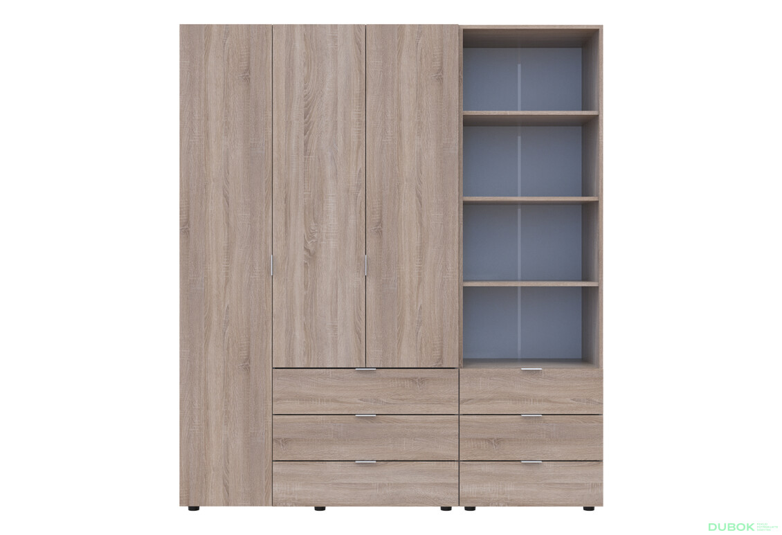 Fotografie 3 - Skříň 3D s regálem se zásuvkami Gelar 176.2 cm dub sonoma