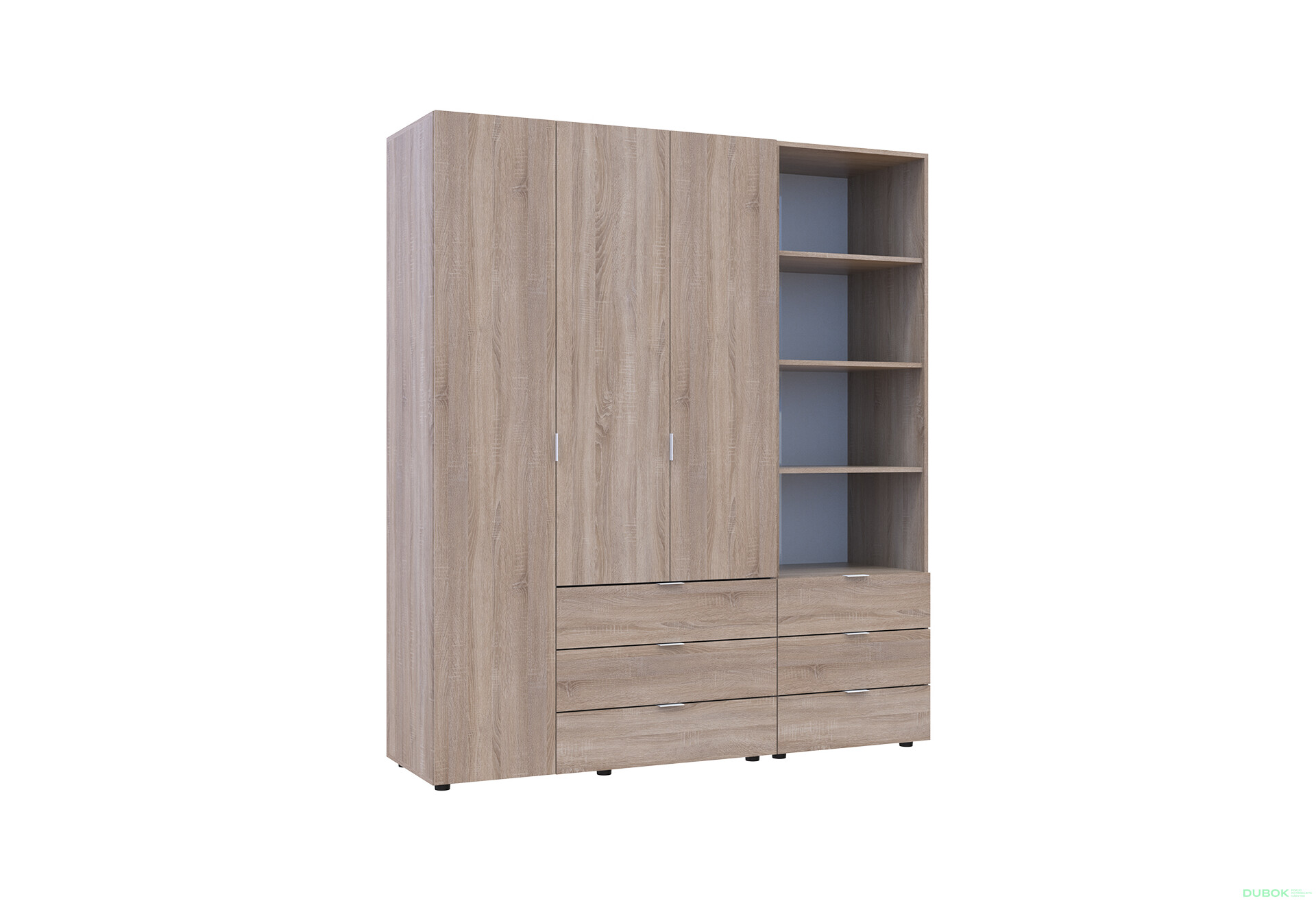 Fotografie 4 - Skříň 3D s regálem se zásuvkami Gelar 176.2 cm dub sonoma