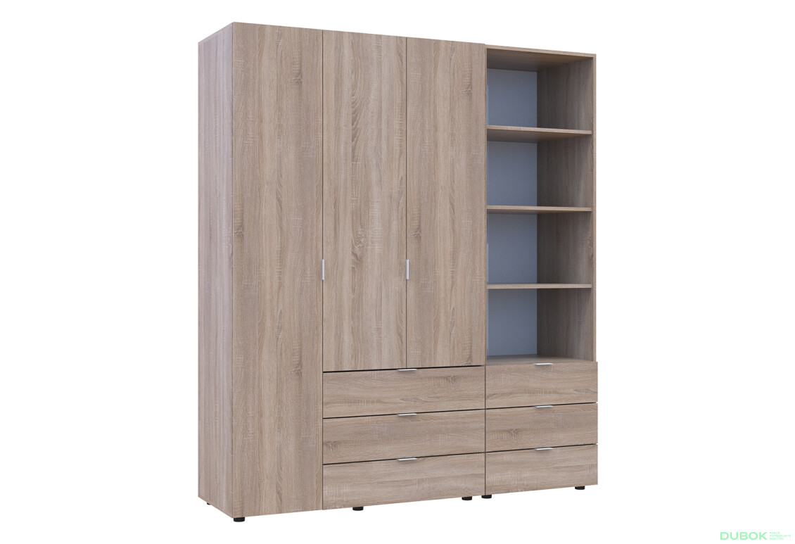 Fotografie 4 - Skříň 3D s regálem se zásuvkami Gelar 176.2 cm dub sonoma