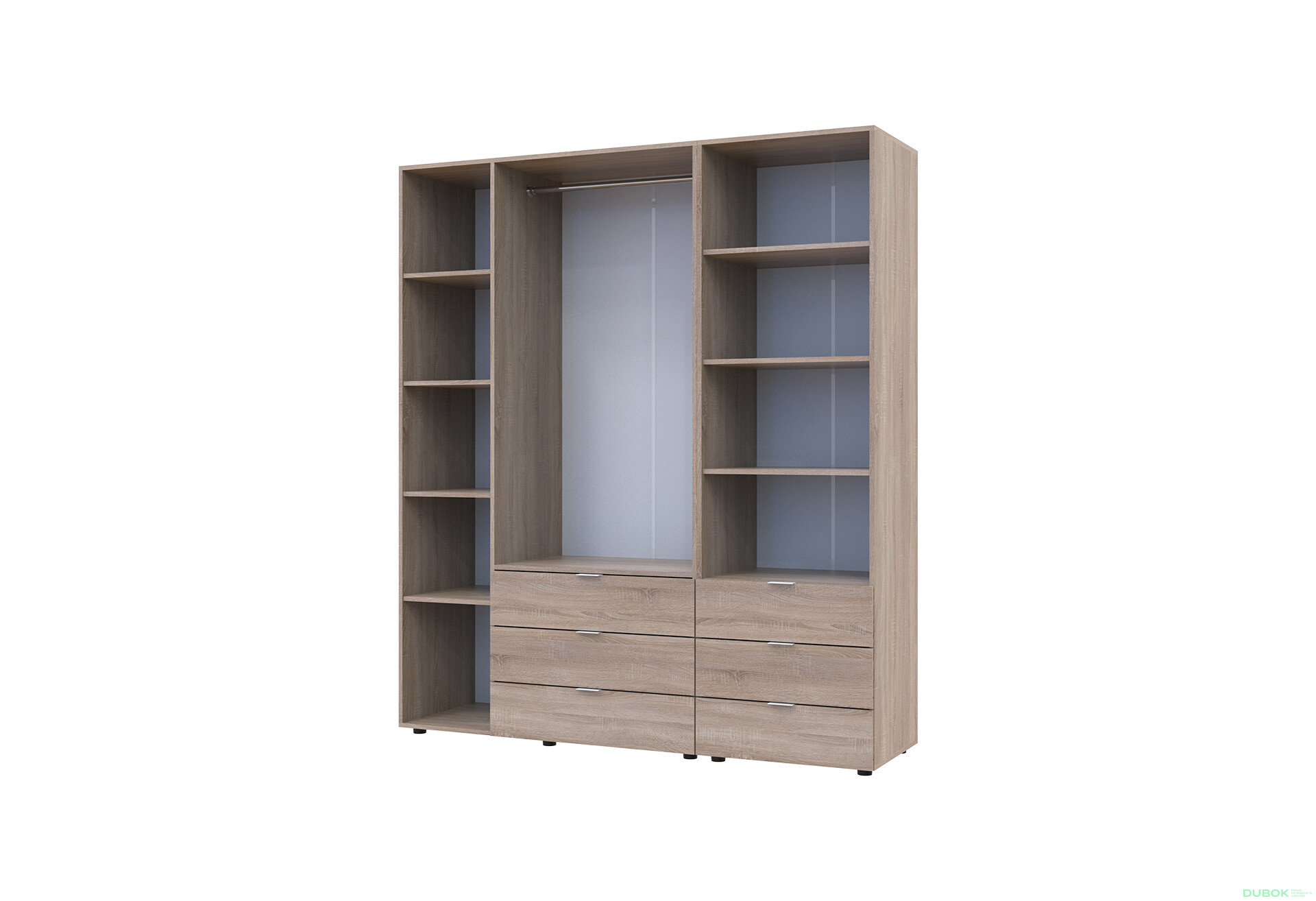 Fotografie 6 - Skříň 3D s regálem se zásuvkami Gelar 176.2 cm dub sonoma
