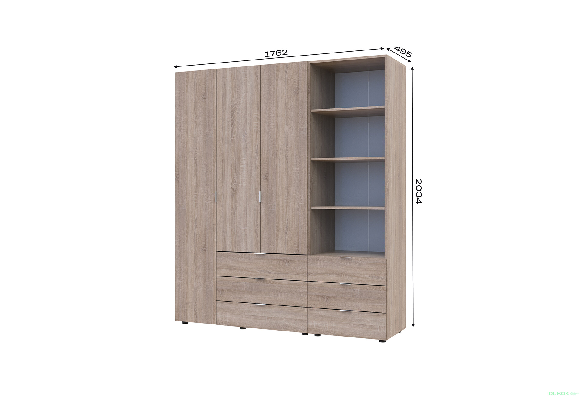 Fotografie 7 - Skříň 3D s regálem se zásuvkami Gelar 176.2 cm dub sonoma
