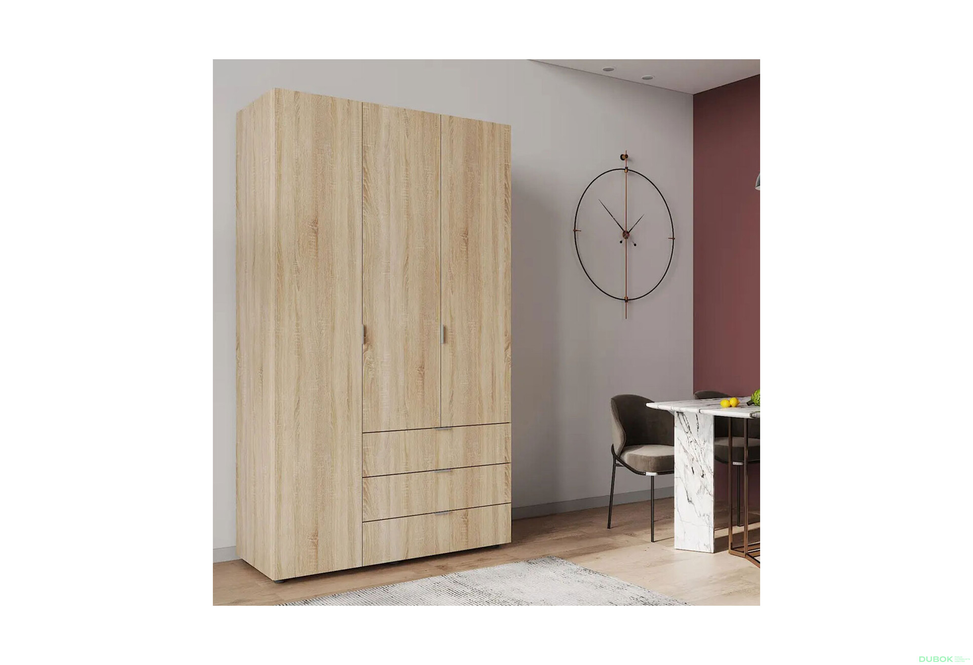 Fotografie 2 - Skříň třídveřová Gelar 116.2 cm Dub sonoma