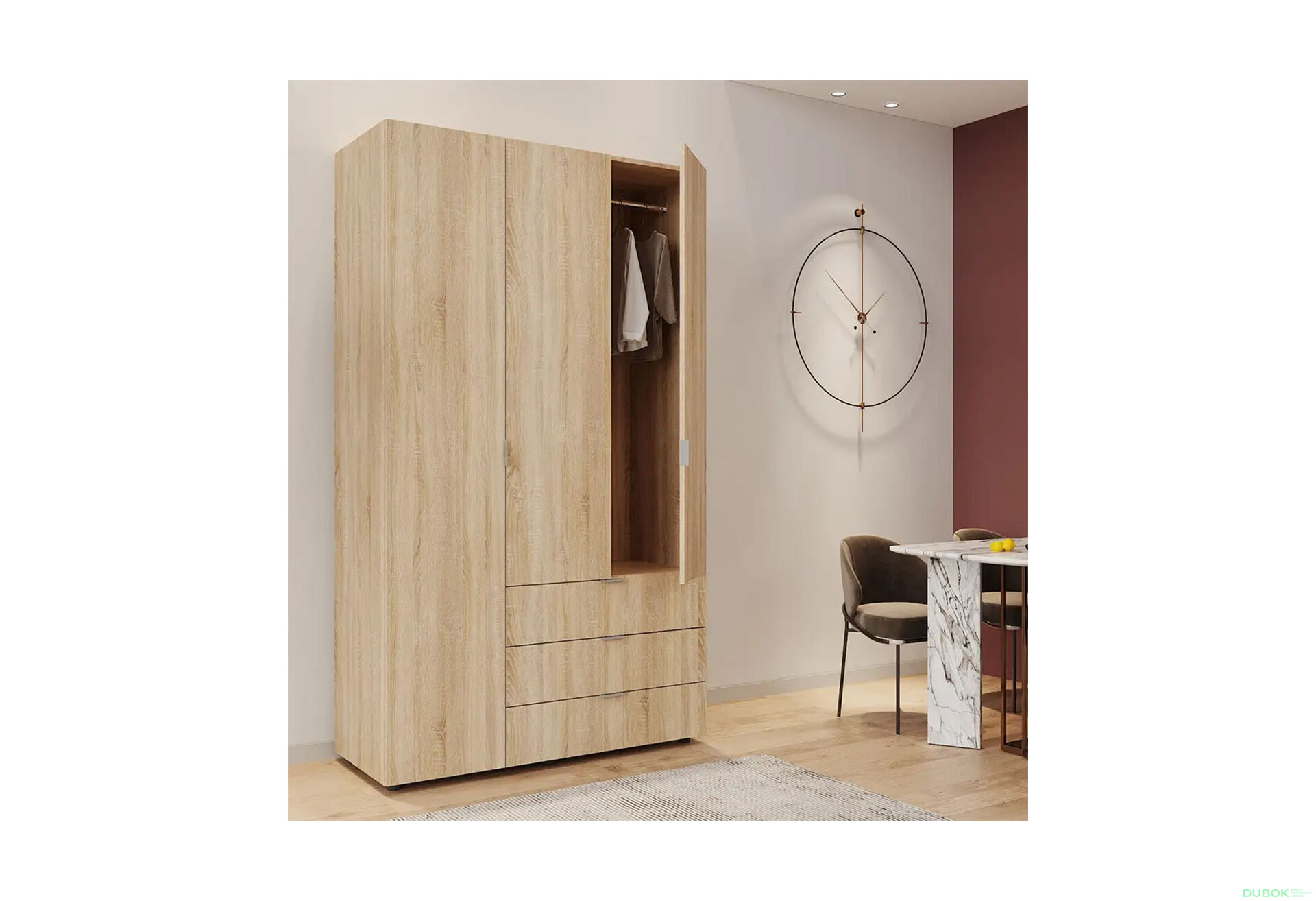 Fotografie 6 - Skříň třídveřová Gelar 116.2 cm Dub sonoma