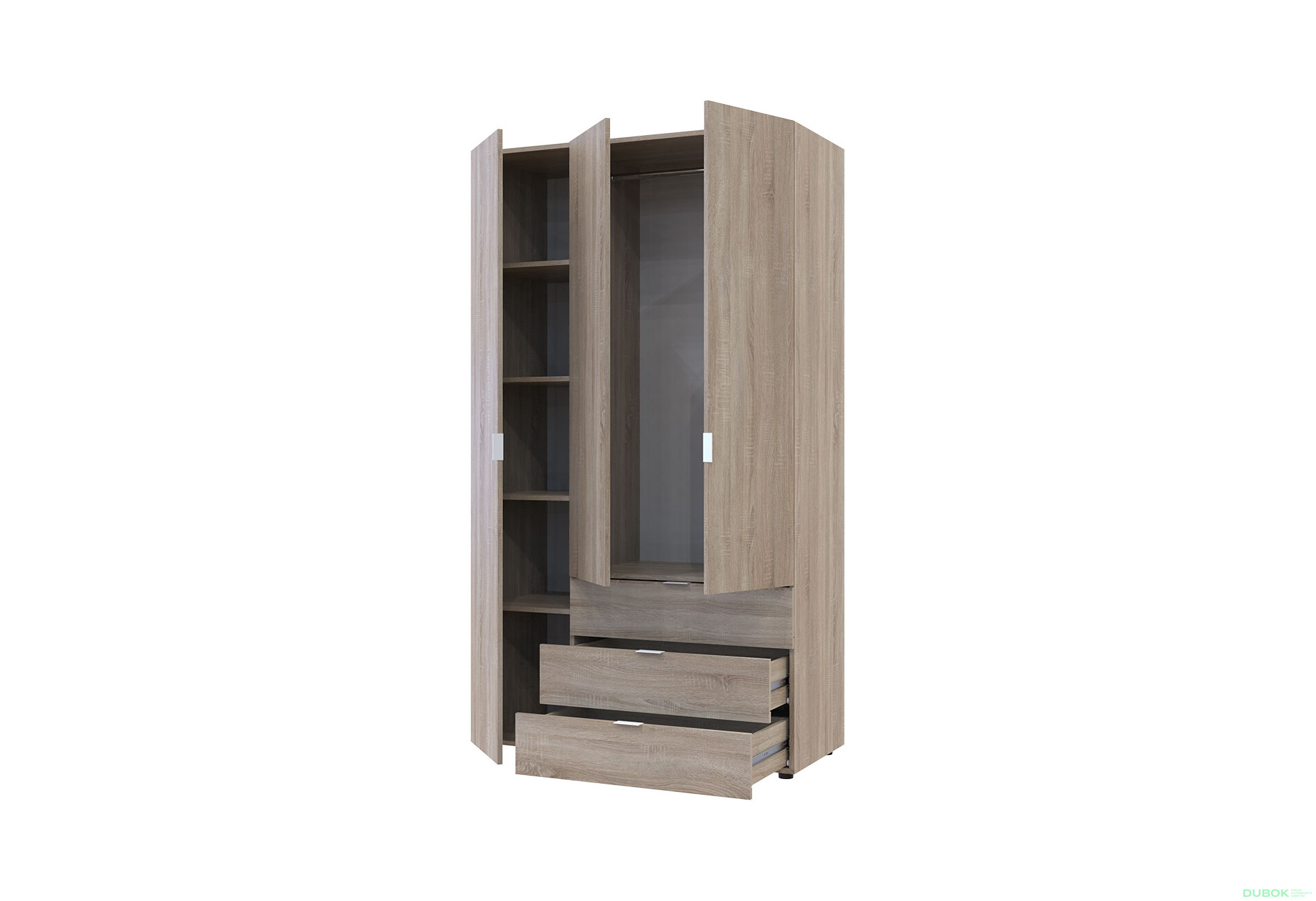 Fotografie 3 - Skříň třídveřová Gelar 116.2 cm Dub sonoma