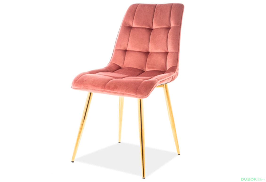 Židle Chic Velvet starorůžová Bluvel 52, zlatý kov