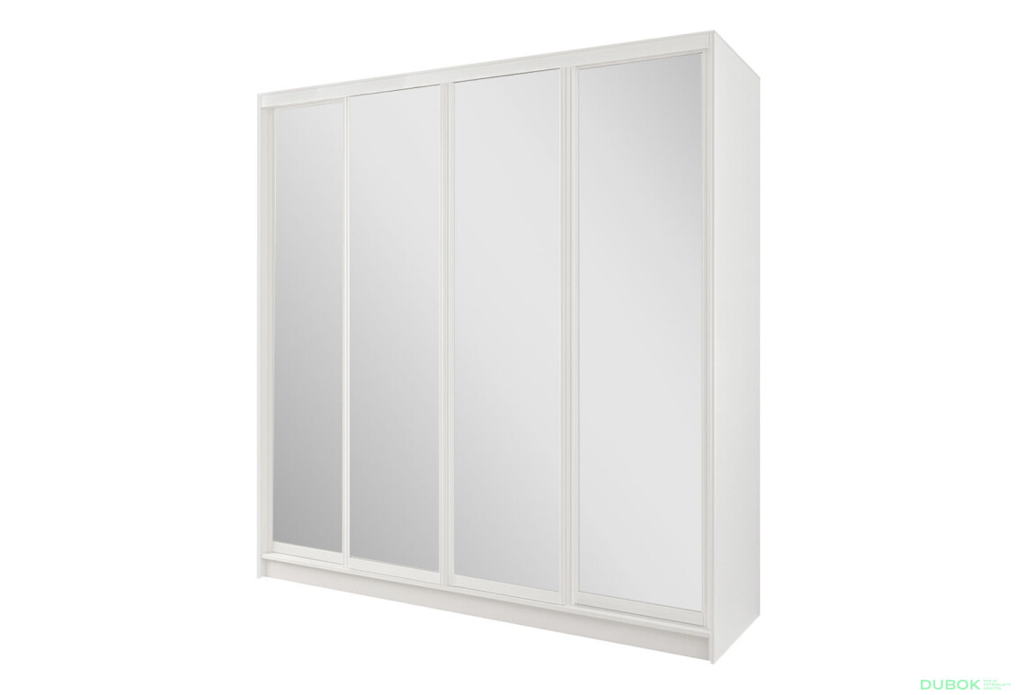 Skříň Rim-Veneziano 4D 2,4 m se zrcadlem, bílá