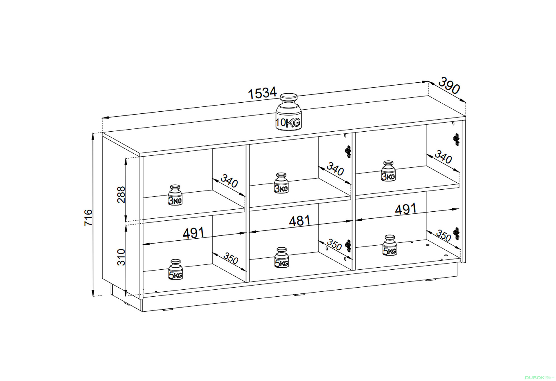 Komoda K-154 bílá Royal - Fotografie 4 Fotografie 4 - Komoda K-154 bílá Royal