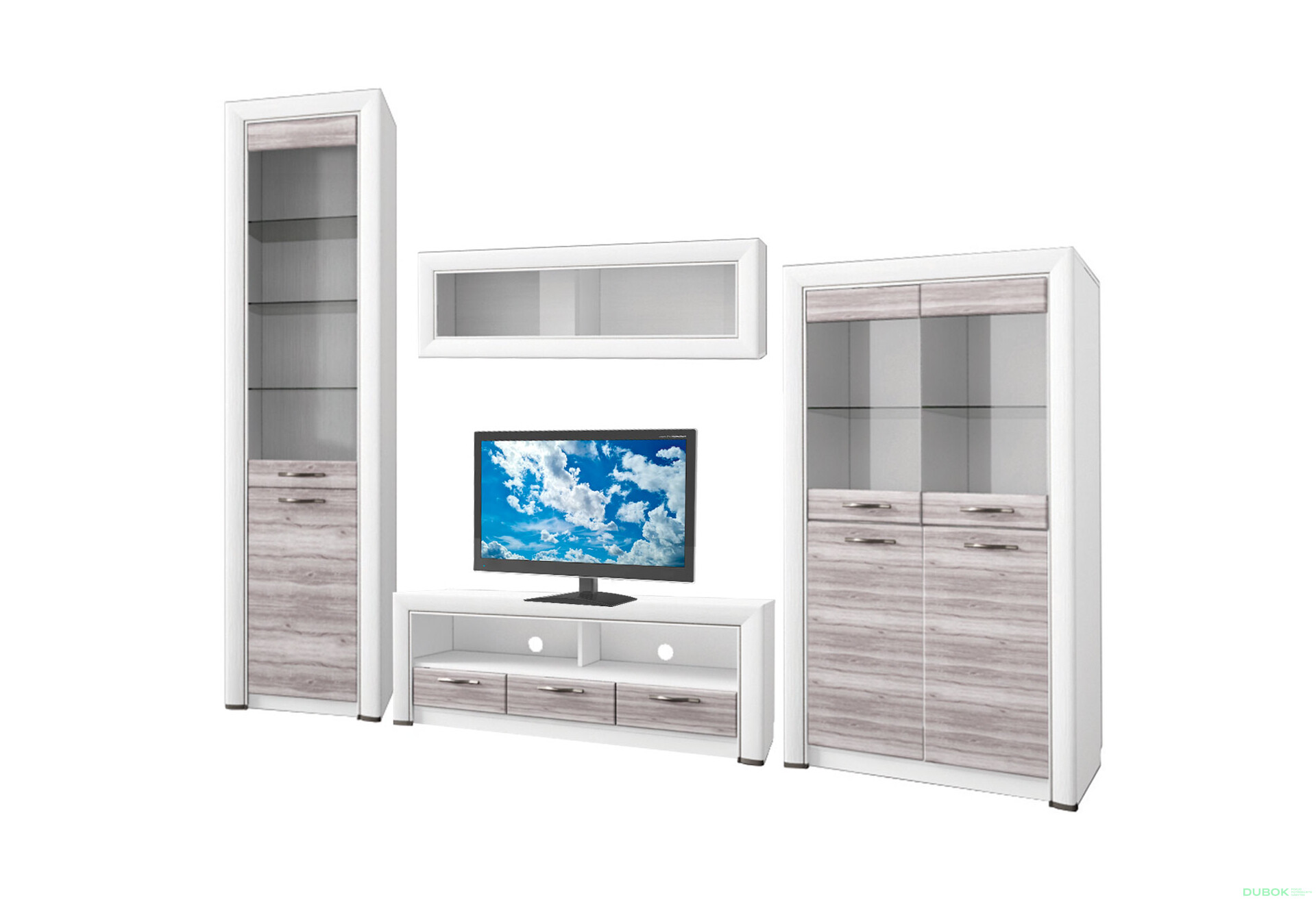 Obývací sestava 2.9 m krém / dub ancona Olivia - Fotografie 1 Fotografie 1 - Obývací sestava 2.9 m krém / dub ancona Olivia