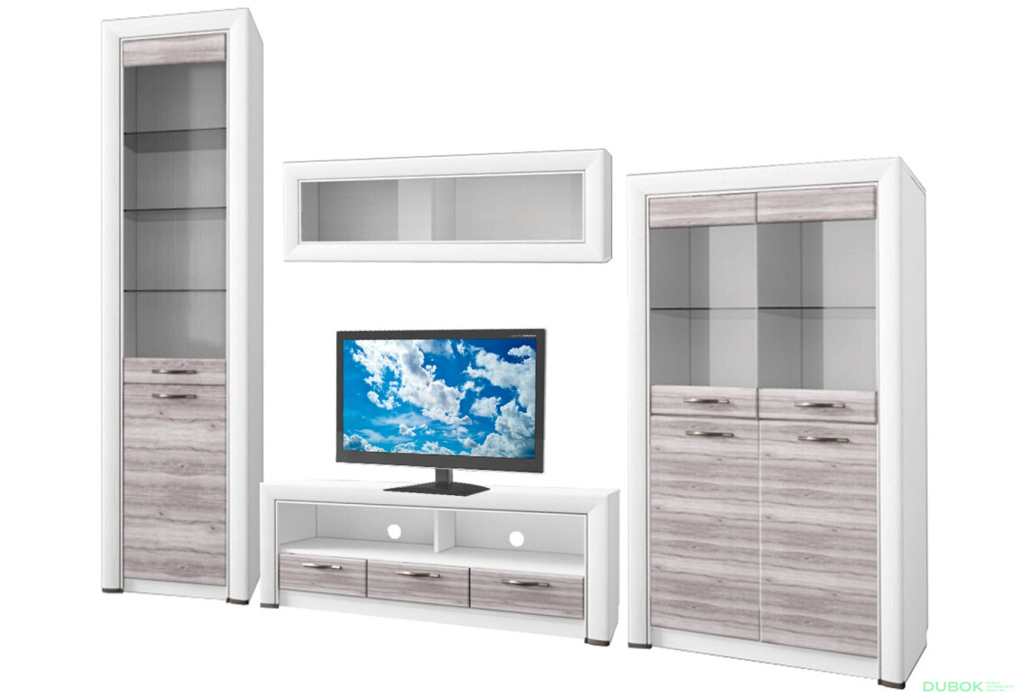 Obývací sestava 2.9 m krém / dub ancona Olivia - Fotografie 1 Fotografie 1 - Obývací sestava 2.9 m krém / dub ancona Olivia