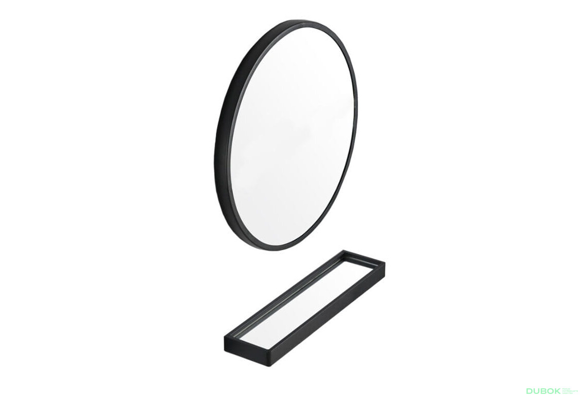 Fotografie 6 - Zrcadlo s policí 60 cm černé