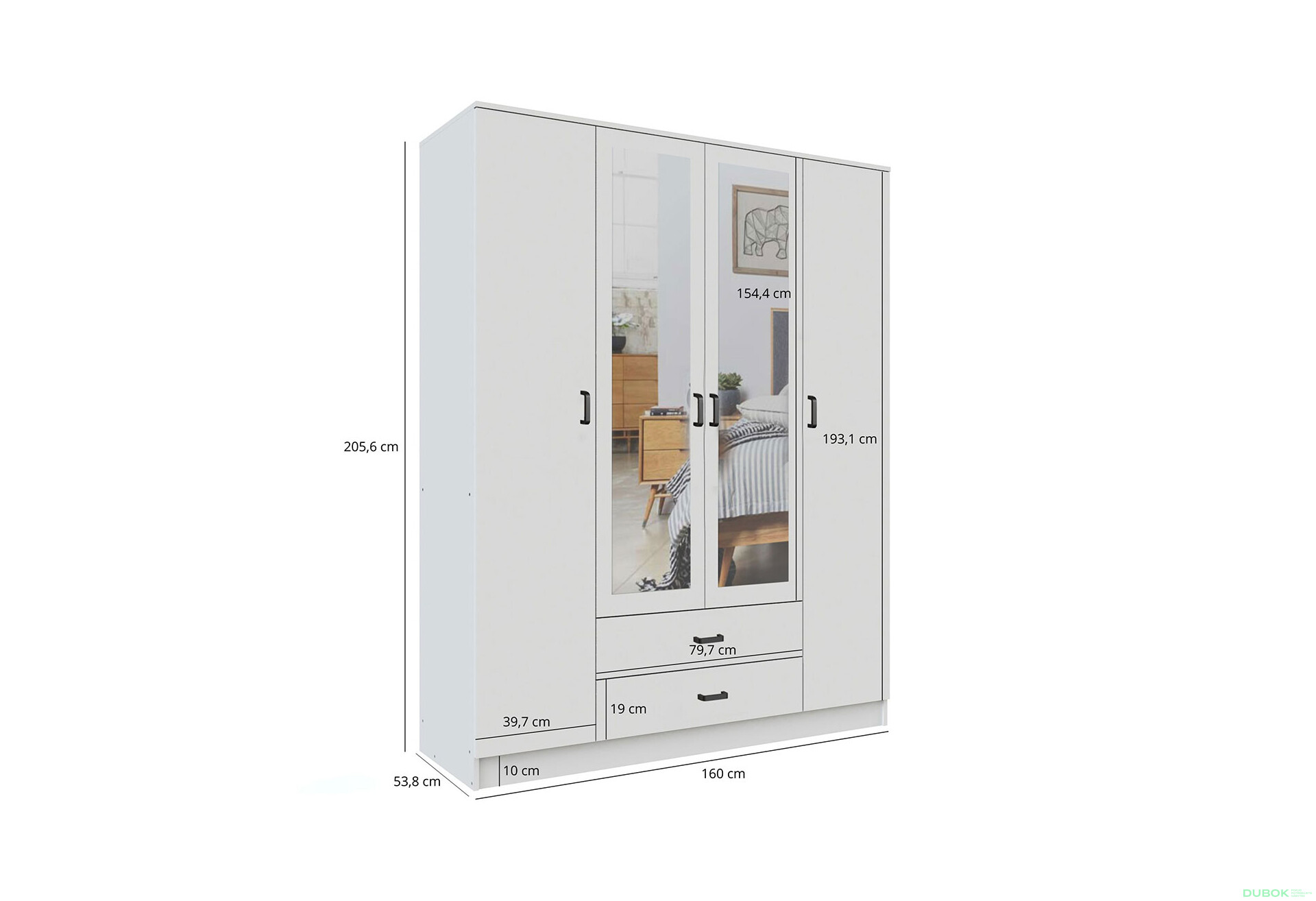 Fotografie 4 - Skříň Kami se zrcadlem 4d2s bílá