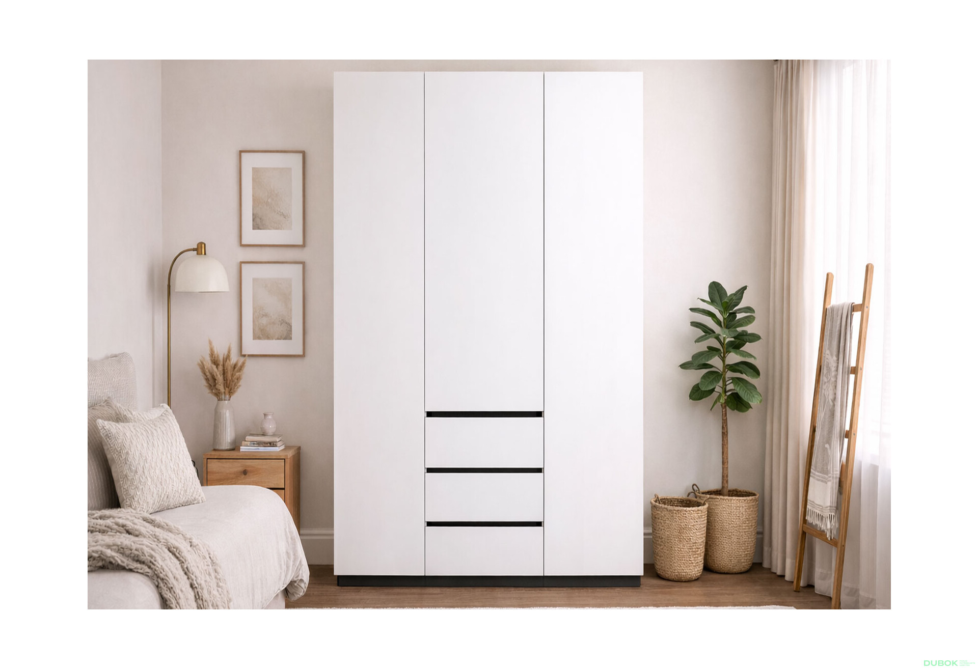 Fotografie 2 - Skříň 3dv 3šu bez zrcadel bílý supermat, antracit Duo