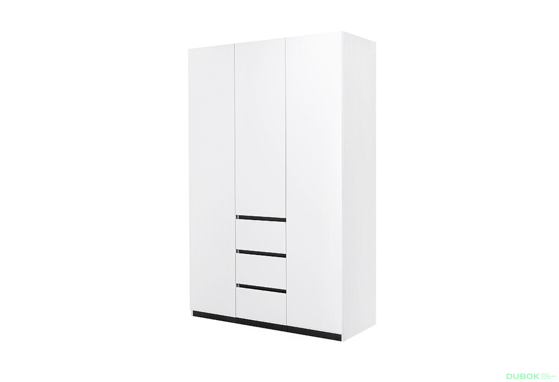 Skříň 3dv 3šu bez zrcadel bílý supermat, antracit Duo