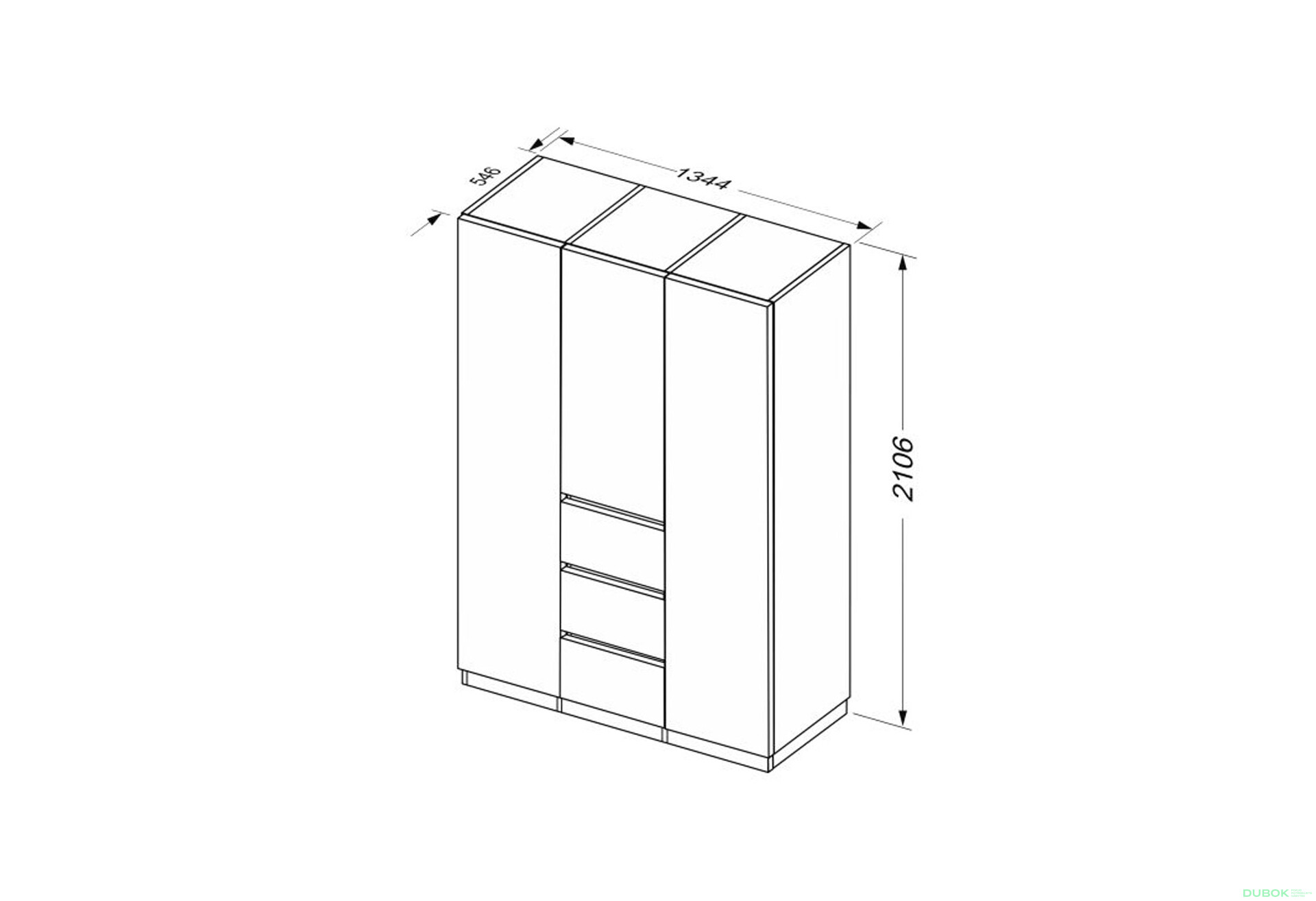 Fotografie 7 - Skříň 3dv 3šu bez zrcadel bílý supermat, antracit Duo