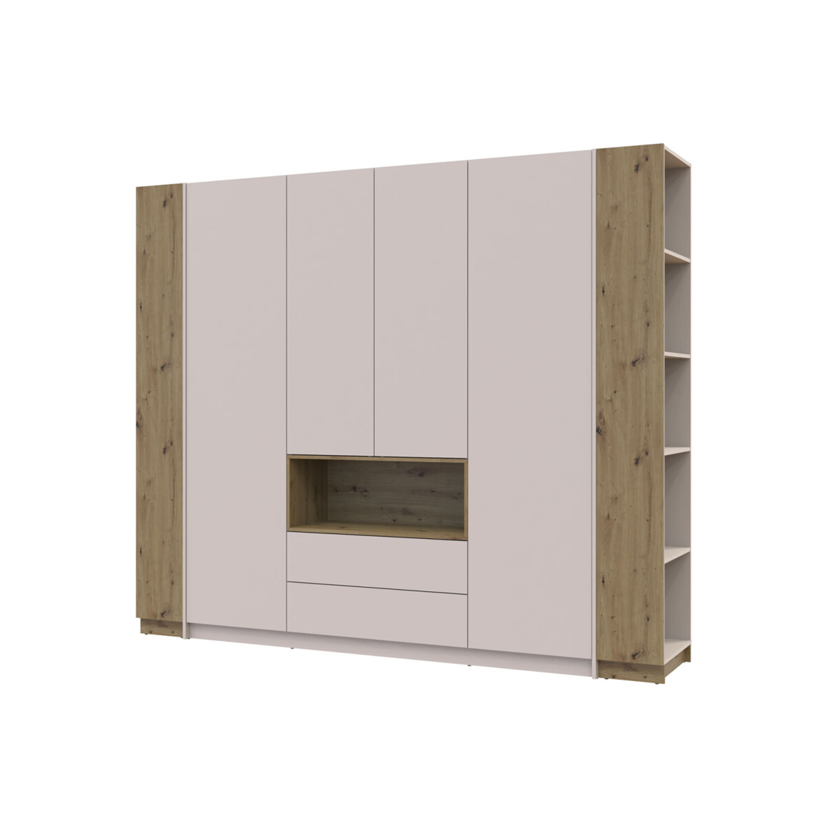 

Skříň Dale 4D + 2 Regál otevřený Kašmír/Dub artisan/Kašmír