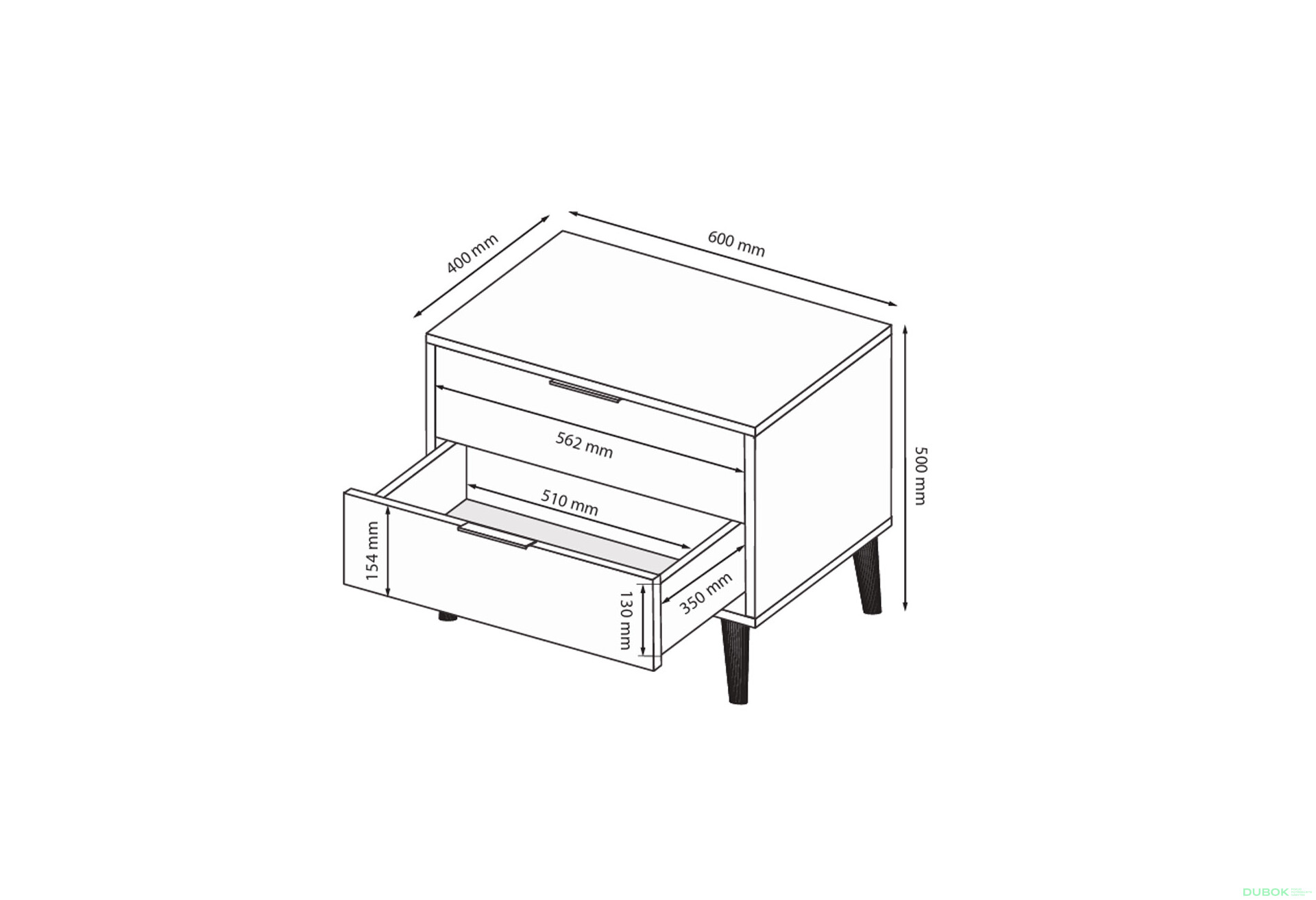 Fotografie 7 - Noční stolek 2šx lesklá bílá / dub cremona Olivia