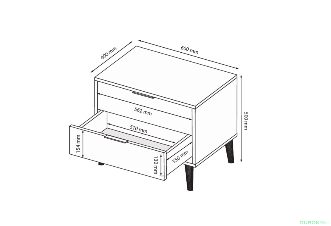 Fotografie 7 - Noční stolek 2šx lesklá bílá / dub cremona Olivia