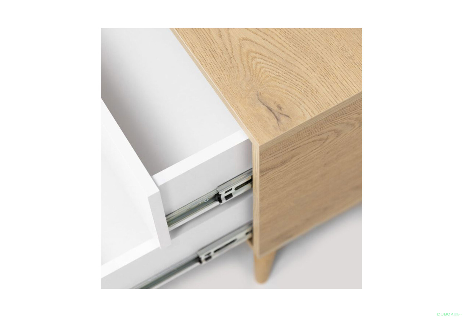 Fotografie 6 - Noční stolek 2šx lesklá bílá / dub cremona Olivia