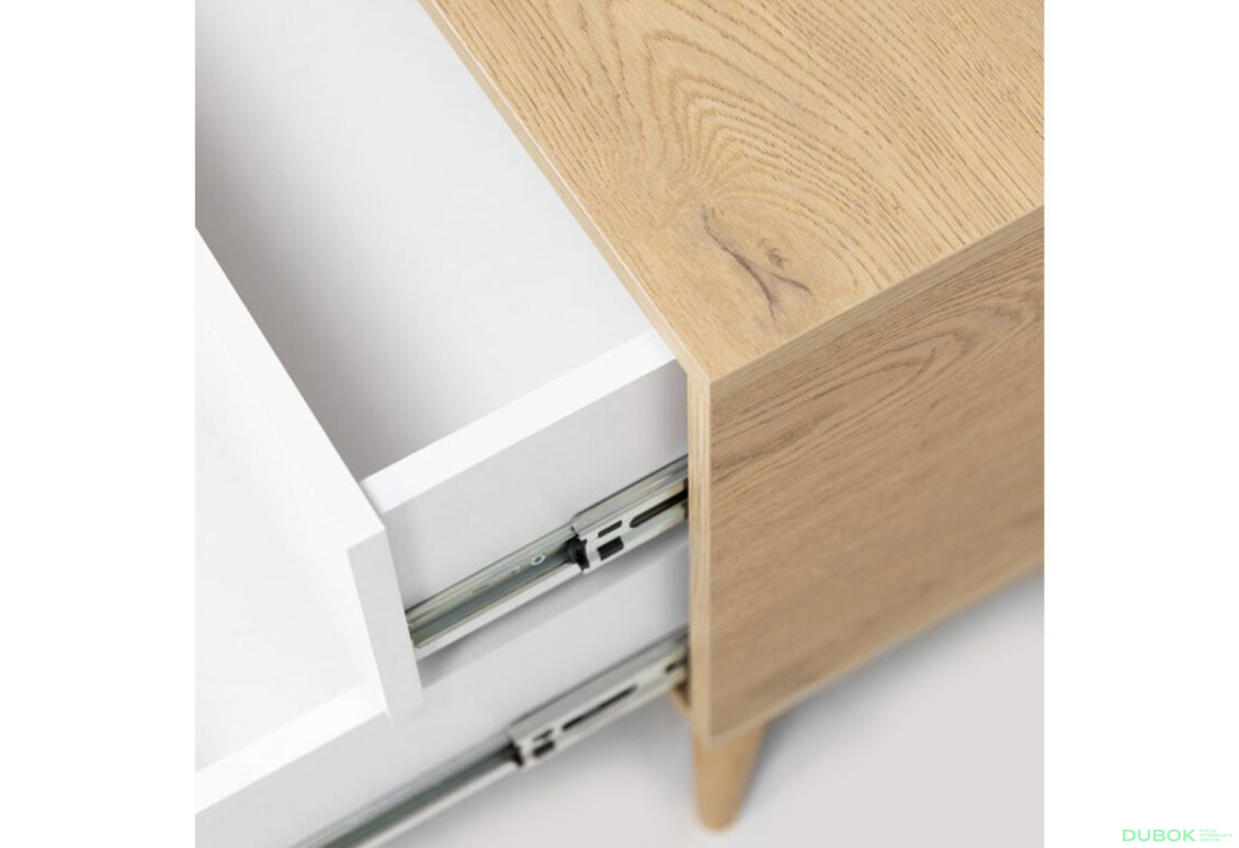 Fotografie 6 - Noční stolek 2šx lesklá bílá / dub cremona Olivia
