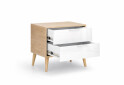 Fotografie 4 - Noční stolek 2šx lesklá bílá / dub cremona Olivia