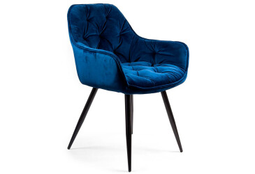 Židle Cherry Velvet tmavě modrá Bluvel 86, matná černá kov