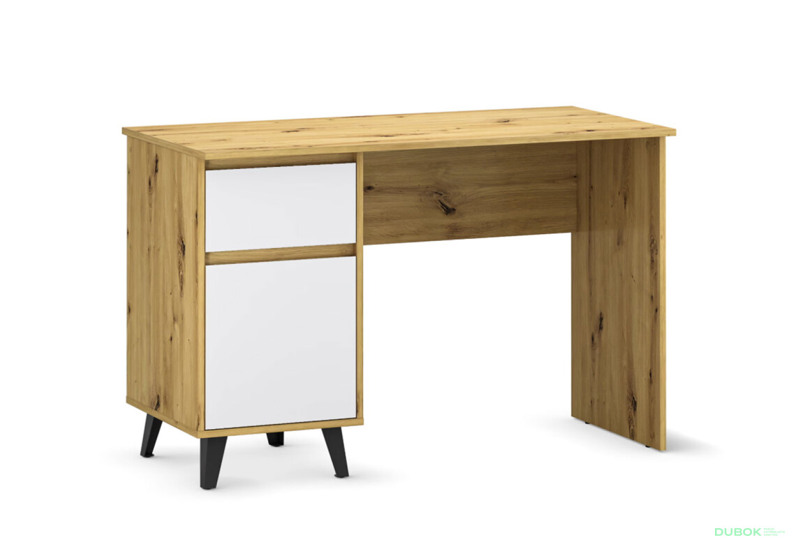 Psací stůl BORG 1d1s/120 dub artisan / bílý - Fotografie 1 Fotografie 1 - Psací stůl BORG 1d1s/120 dub artisan / bílý