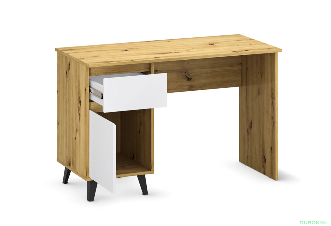 Fotografie 5 - Psací stůl BORG 1d1s/120 dub artisan / bílý