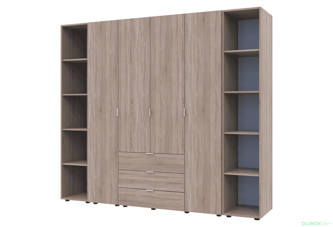 Skříň čtyřdveřová se 2 regály Gelar 231.4 cm Dub sonoma