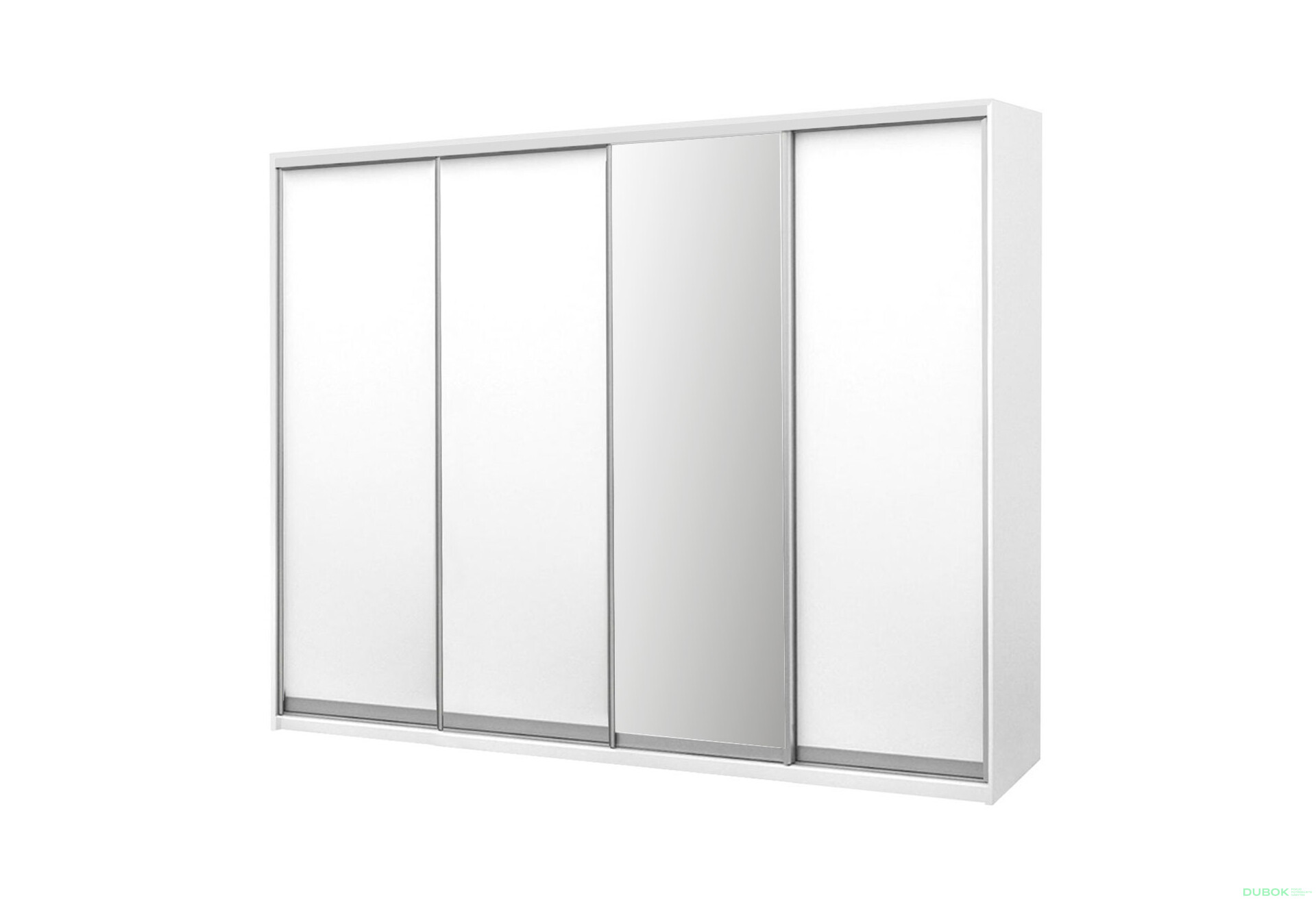 Fotografie 1 - Skříň s posuvnými dveřmi Komforto 3 DTD + 1 zrcadlo 270x240x60 cm Bílá