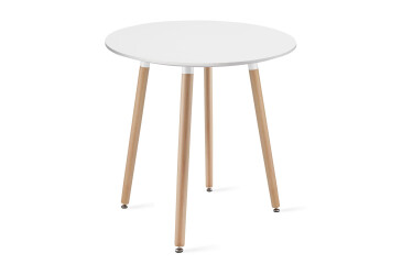 Stůl KAMI Kulatý 60cm - bílý / přírodní nohy