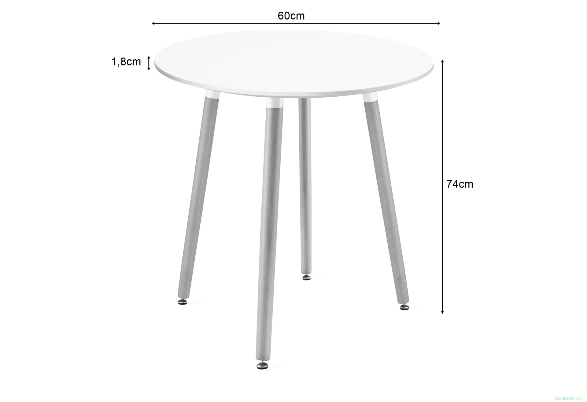 Fotografie 4 - Stůl KAMI Kulatý 60cm - bílý / přírodní nohy