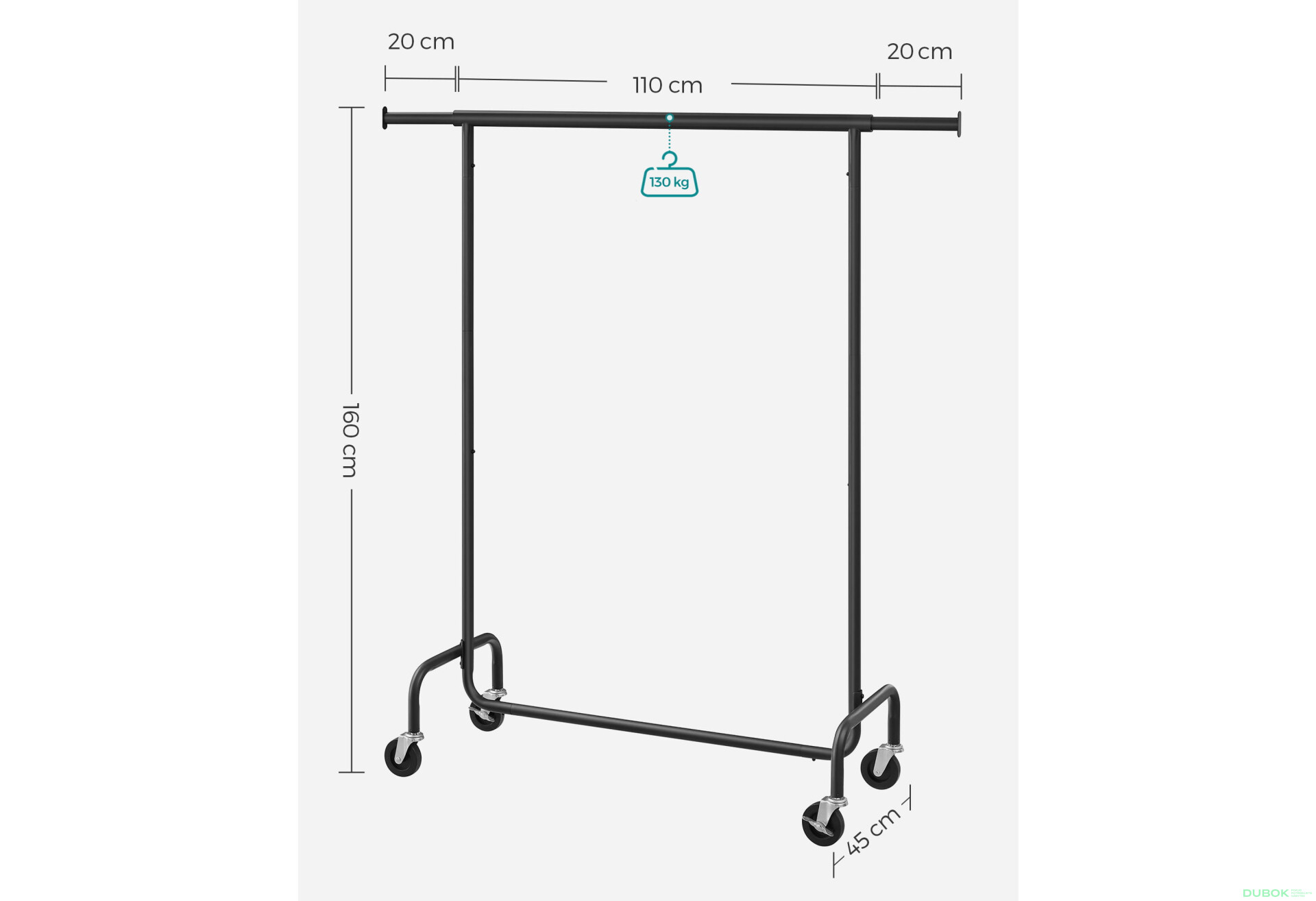 Věšák na oblečení na kolečkách - HSR011B01V1 - Fotografie 4 Fotografie 4 - Věšák na oblečení na kolečkách - HSR011B01V1