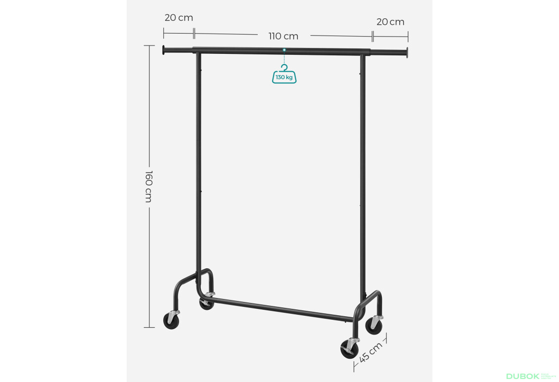 Věšák na oblečení na kolečkách - HSR011B01V1 - Fotografie 4 Fotografie 4 - Věšák na oblečení na kolečkách - HSR011B01V1