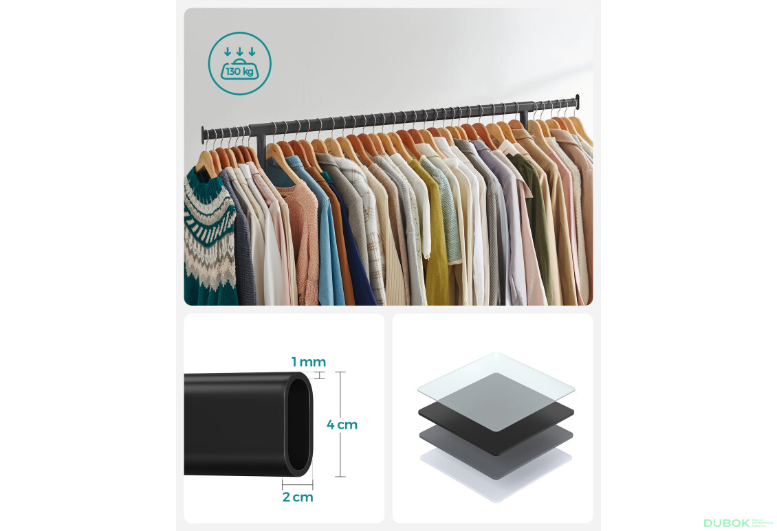 Věšák na oblečení na kolečkách - HSR011B01V1 - Fotografie 5 Fotografie 5 - Věšák na oblečení na kolečkách - HSR011B01V1