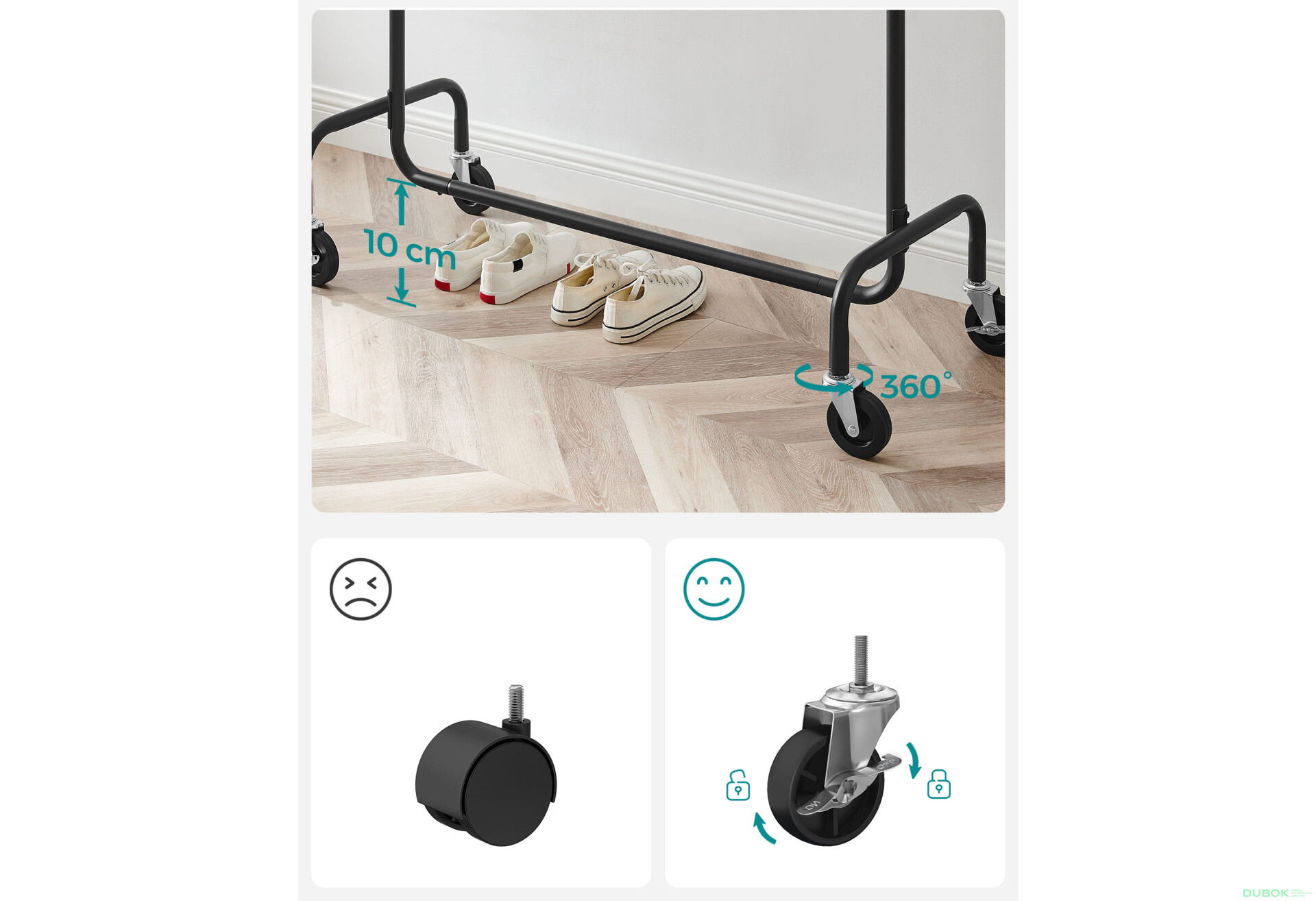 Věšák na oblečení na kolečkách - HSR011B01V1 - Fotografie 6 Fotografie 6 - Věšák na oblečení na kolečkách - HSR011B01V1